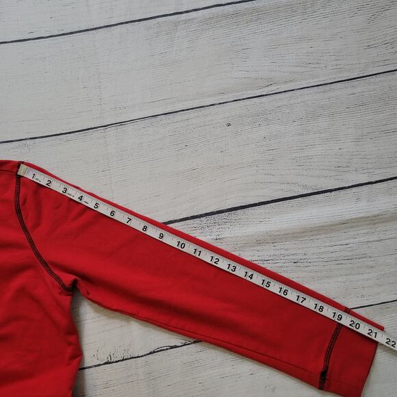 Chico's Size 0 US S Weekends Pullover Red Black Henley 1/4 Zip Sweatshirt Casual - Picture 5 of 10